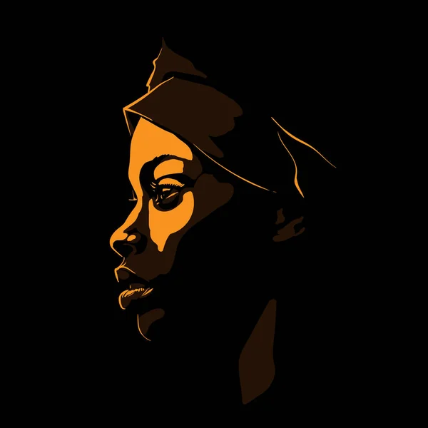 Black African woman portrait silhouette in backlight. Vector. Illustration. — Stock Photo, Image