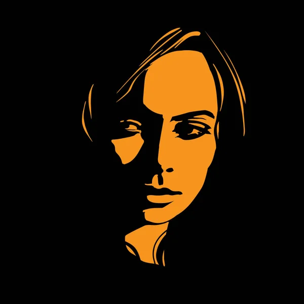 Woman face in contrast light. Vector. Illustration. — Stock Photo, Image