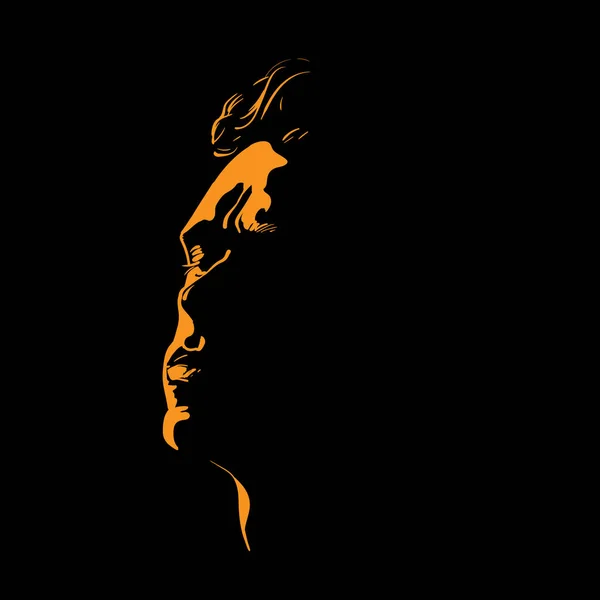 Man portrait silhouette in backlight. Vector. Graphic. — Stock Photo, Image