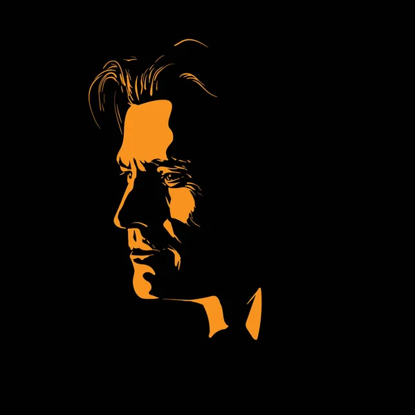 Man portrait silhouette in backlight. Vector. Graphic.