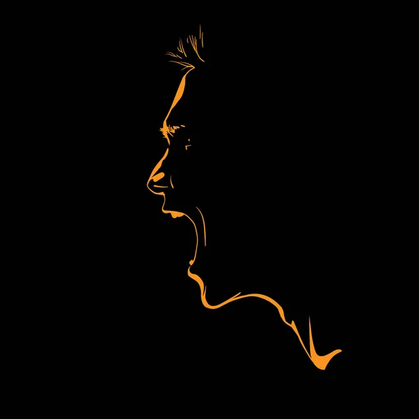 Portrait of screaming man . Silhouette in contrast backlight. Vector.