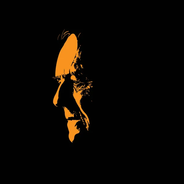 Vieil homme portrait silhouette en contraste contre-jour. Vecteur. Illustration . — Photo