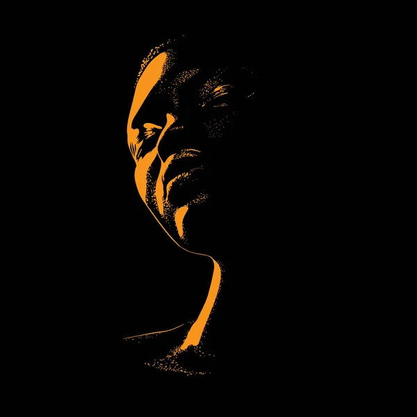 Mulher africana retrato silhueta em luz de fundo. Vector. Ilustração . — Fotografia de Stock