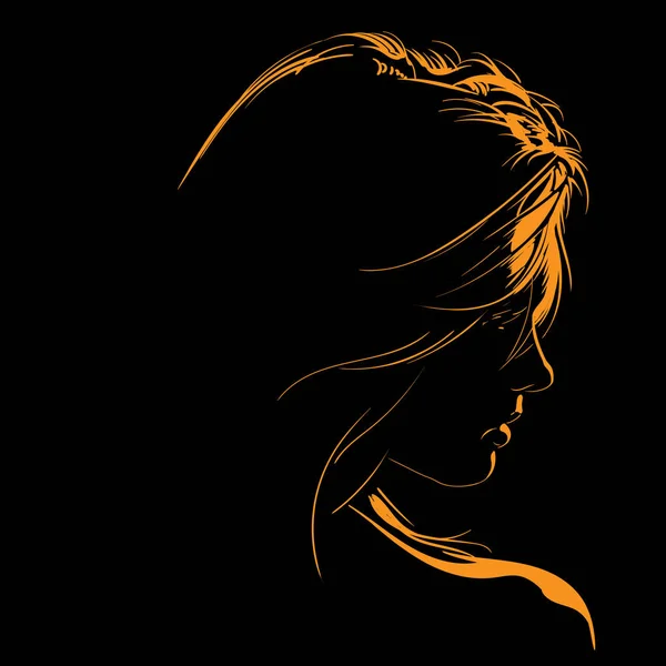 Güzellik Woman Yüz siluet kontrast backlight. Illüstrasyon.