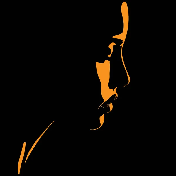 Schoonheid vrouw gezicht silhouet in contrast backlight. Illustratie. — Stockvector