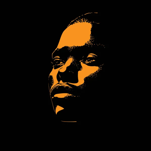 Ritratto donna africana silhouette in controluce contrasto. Vettore. Illustrazione. — Vettoriale Stock