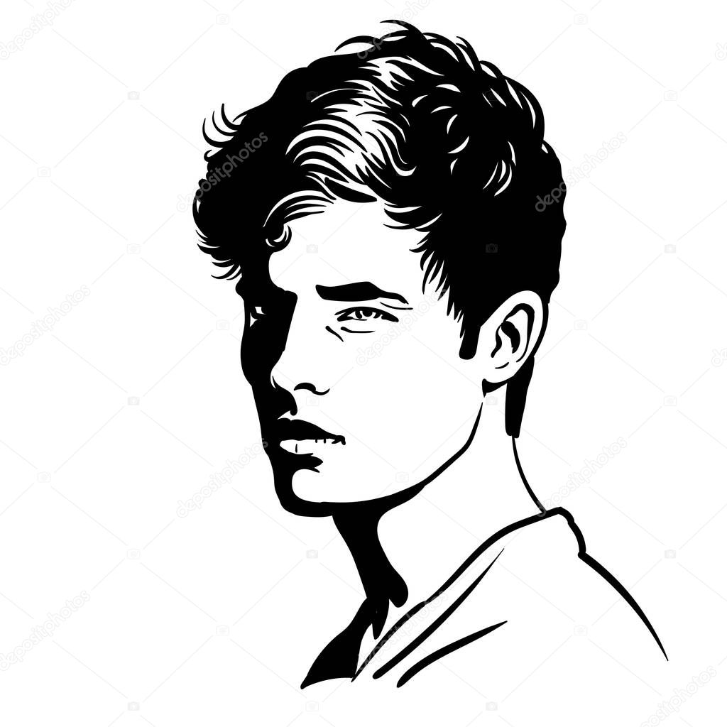 Young Man portrait. Black and white style. 