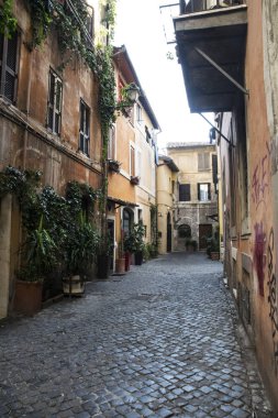 Roma Trastevere ile bir yürüyüş manzarası