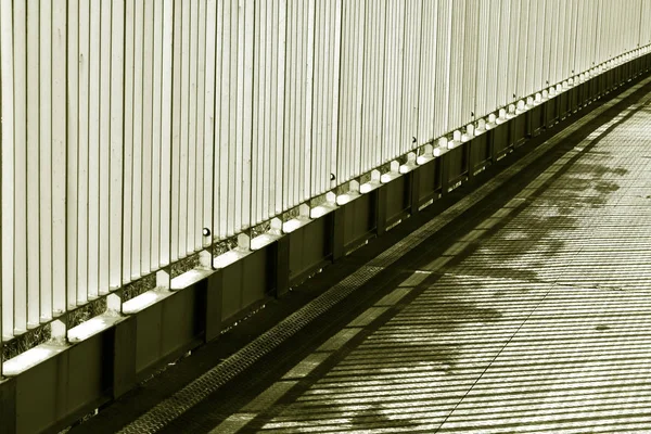 Sepia image of catwalk in perspective. Salto city, Sao Paulo state, Brazil