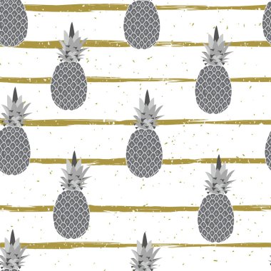 Soyut ananas el çizmek doku. Yaz tatili duygu. Sorunsuz vektör bilmece.