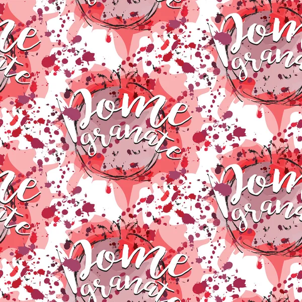 Carta Pomegranato Vector Seamless Pattern Resumen Hand Draw Texture Verano — Vector de stock