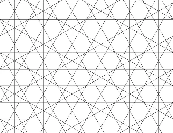 攻丝线性无缝矢量模式 现代时尚的单色网纹 白色背景下的时髦交叉几何设计 — 图库矢量图片