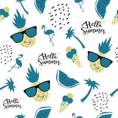 Soyut tropikal el çizmek kompozisyon yaz duygu sorunsuz vektör desen.