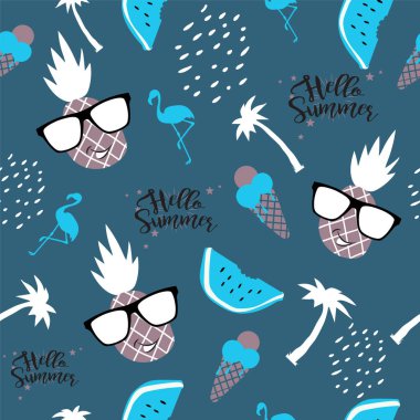 Soyut tropikal el çizmek kompozisyon yaz duygu sorunsuz vektör desen.