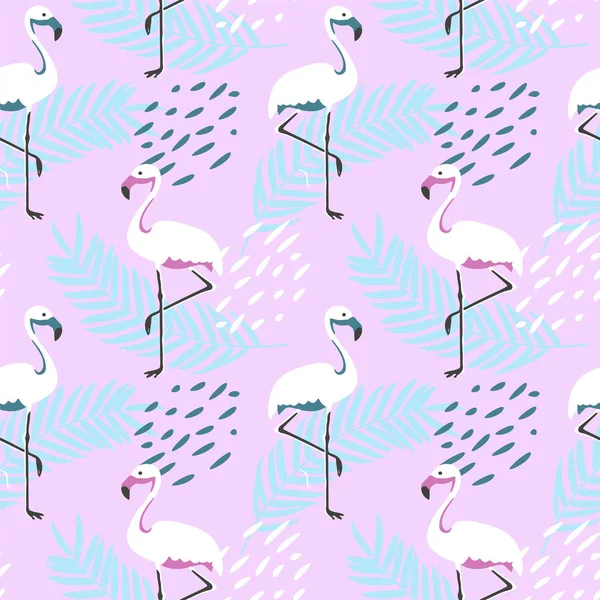 Абстракт Тропический Текстур Фламинго Палм Лиаф Руководство Лето Чувствующий Бесплатный — стоковый вектор