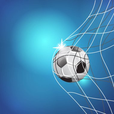 Futbol oyun maç. Gol dakika. Net.Template illüstrasyon mavi zemin üzerine top