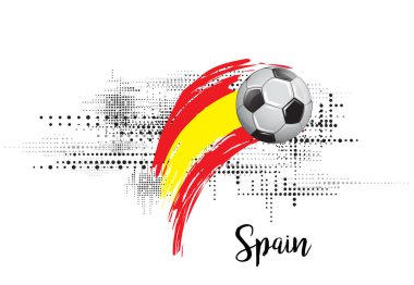 İspanya futbol ulus bayrak. Futbol takımı şablon Illustration.Painted sanat ve noktalar Grunge arka plan