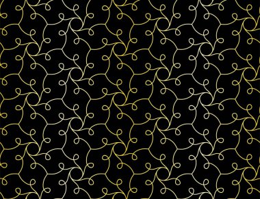 Curl ve kaydırma hatları. Altın dekoratif sorunsuz vektör desen. Trendy geometrik doku