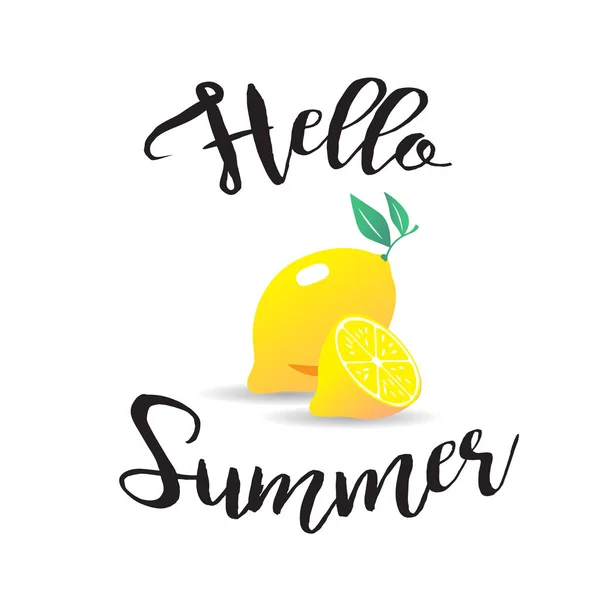 你好夏天插图刻字 Isolted 水果设计 — 图库矢量图片