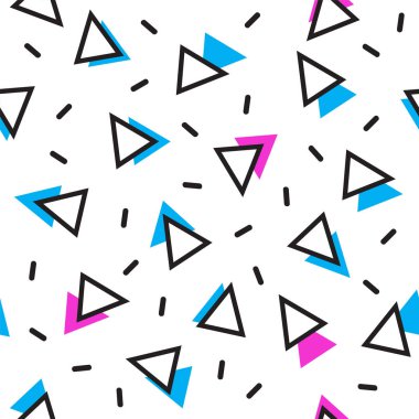 Memphis sanat çift üçgen doku. Geometrik sorunsuz vektör desen.