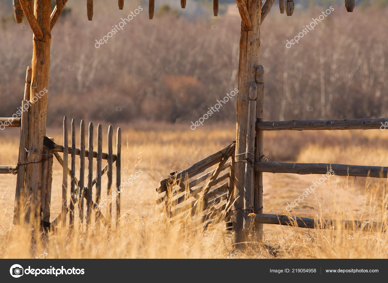 Wooden Fence Rustic Paddock Domestic Animals — Stock Photo © migelradriges  #219054958, image size:1600x1167