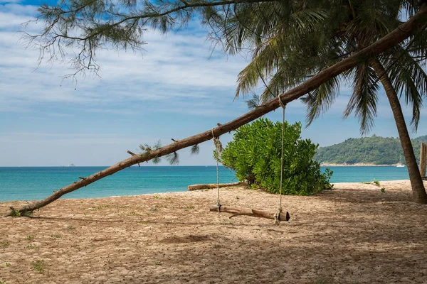 Swing Τροπική Παραλία Pal Δέντρο Και Γαλάζια Θάλασσα — Φωτογραφία Αρχείου