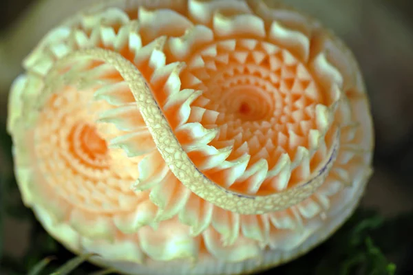 Close Fresh Tasty Carved Melon — Stock Photo, Image