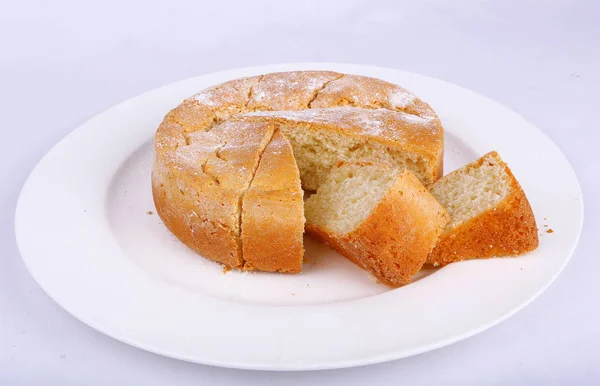 Bolo Doce Mesa Branca — Fotografia de Stock