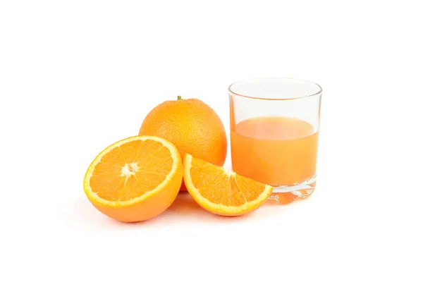 Verse Jus Orange Met Vruchten Geïsoleerd Een Witte Achtergrond Gezonde — Stockfoto