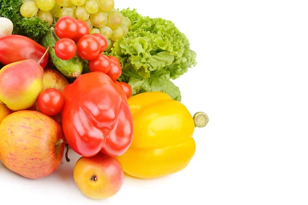 Frutas Hortalizas Aisladas Sobre Fondo Blanco Espacio Libre Para Texto — Foto de Stock