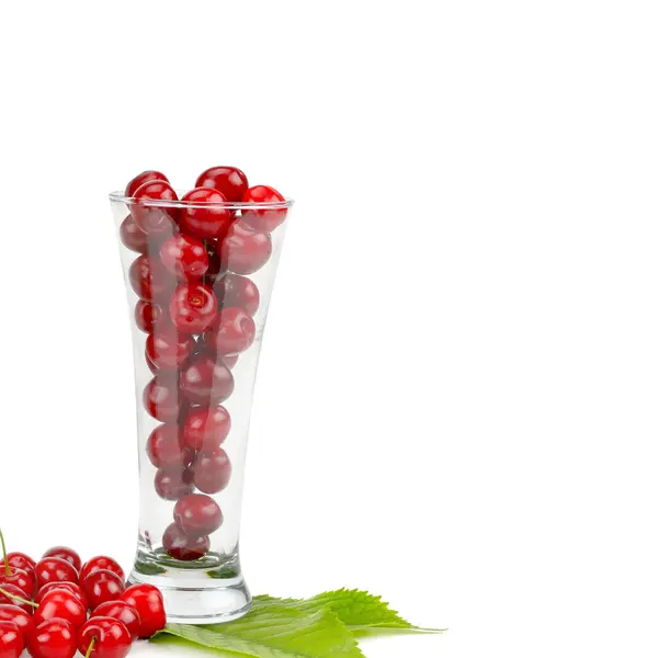 Rijpe Zoete Smakelijk Cherry Geïsoleerd Een Witte Achtergrond Vrije Ruimte — Stockfoto
