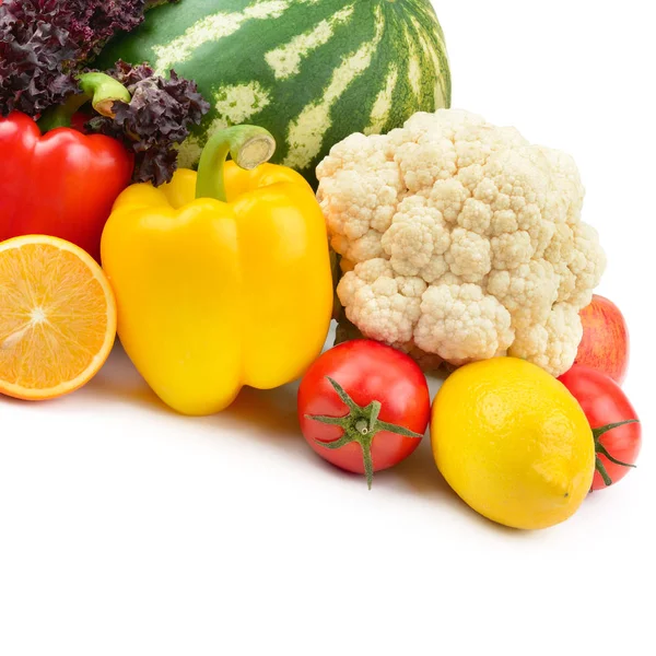 Frutas Hortalizas Aisladas Sobre Fondo Blanco Alimentos Ecológicos — Foto de Stock
