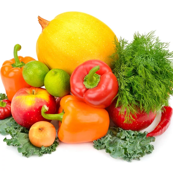 Φρούτα Και Λαχανικά Απομονωμένα Λευκό Φόντο Υγιή Τρόφιμα — Φωτογραφία Αρχείου