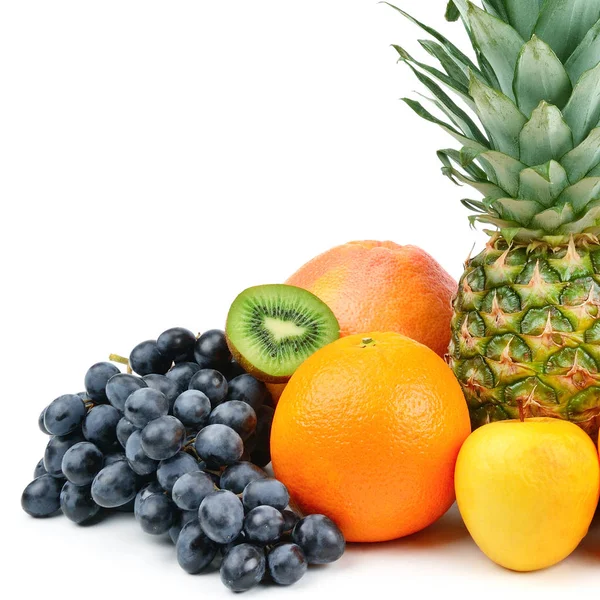 Conjunto Frutos Aislados Sobre Fondo Blanco Comida Saludable Espacio Libre —  Fotos de Stock