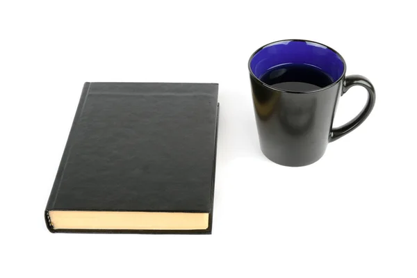 Βιβλίο Και Φλιτζάνι Τσάι Που Απομονώνονται Λευκό Φόντο Όλα Αντικείμενα — Φωτογραφία Αρχείου