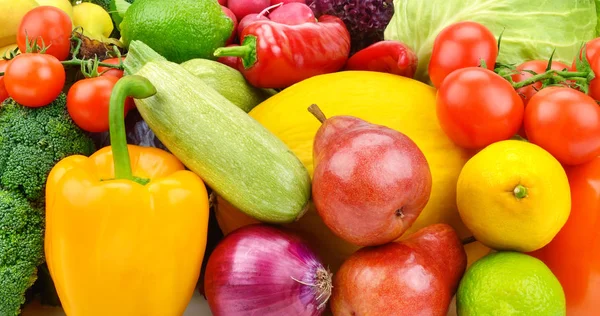 Set Fresh Vegetables Fruits Bright Beautiful Background — Stock Photo, Image