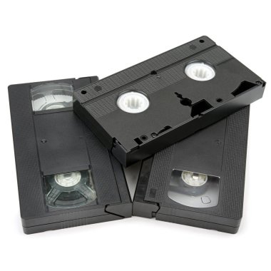 Beyaz arka plan üzerinde izole Vhs video kaset kaset. Retro ekipman.