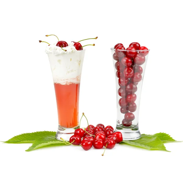 Fresh Berries Cherries Smoothies Isolated White Background — Stock Photo, Image
