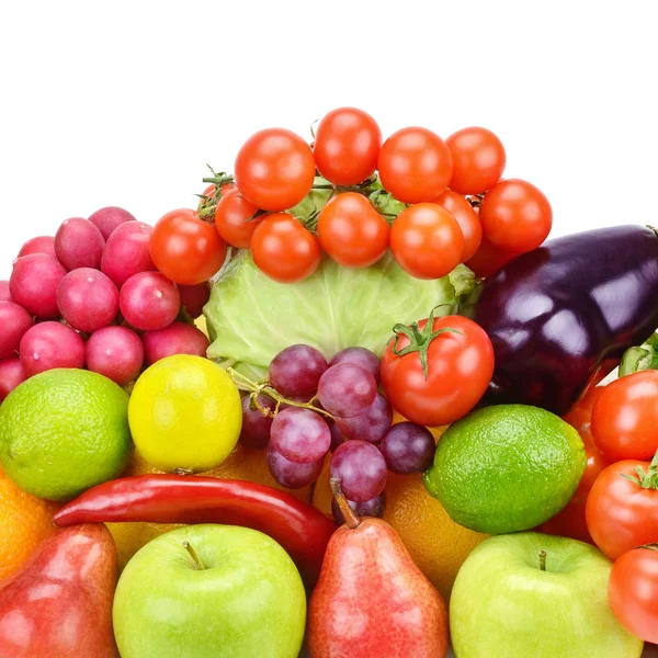 Fruits Légumes Isolés Sur Fond Blanc Nourriture Biologique Espace Libre — Photo