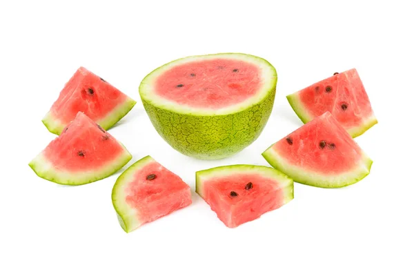 Ripe Watermelon Watermelons Slices Isolated White Background — Stock Photo, Image