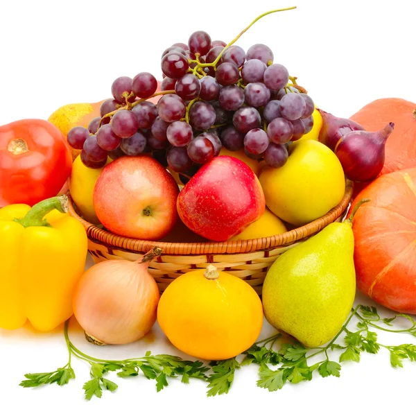 Frutas Verduras Aisladas Sobre Fondo Blanco Alimento Saludable —  Fotos de Stock