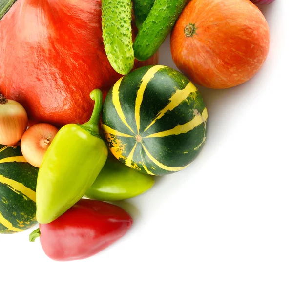 Sada Zeleniny Izolovaných Bílém Pozadí Volné Místo Pro Text — Stock fotografie