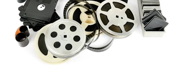 Old Photo Video Equipment Isolated White Background Retro Storage Media — Stock Photo, Image