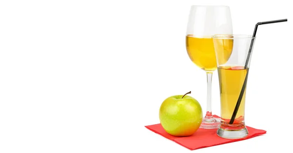 Zumo Manzana Fresco Con Frutas Aislado Sobre Fondo Blanco Espacio — Foto de Stock