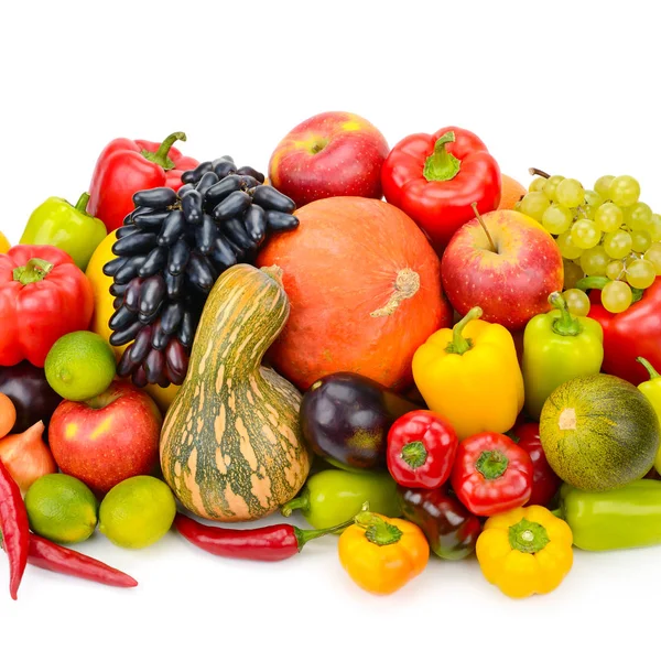 Fehér Alapon Izolált Gyümölcsök Zöldségek — Stock Fotó