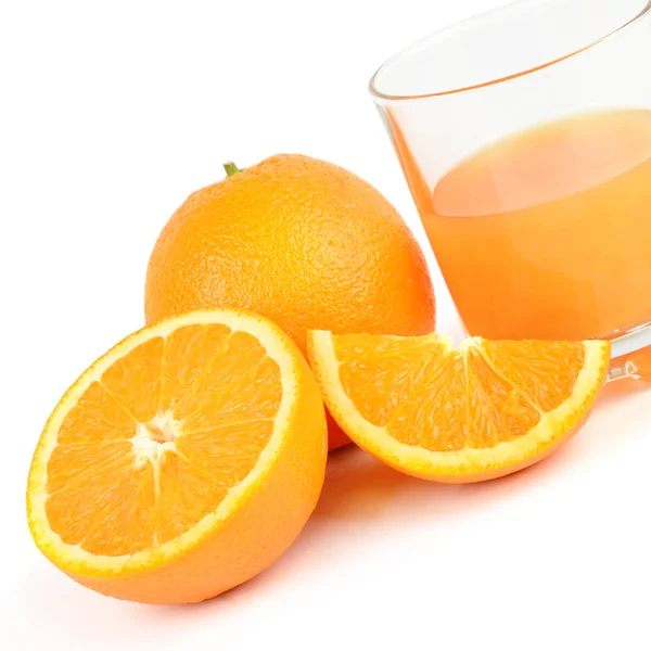 Sumo Laranja Fresco Com Frutas Isolado Sobre Fundo Branco Alimentos — Fotografia de Stock