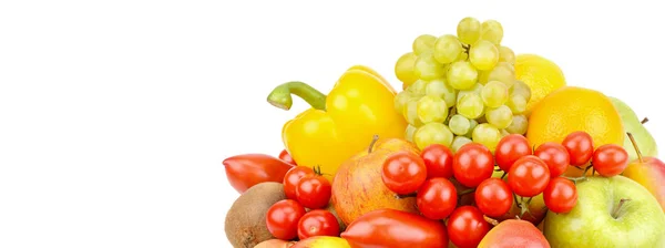 Conjunto Frutas Verduras Aisladas Sobre Fondo Blanco Espacio Libre Para — Foto de Stock