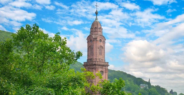 Heidelberg Kutsal Ruh Kilisesi Almanya Avrupa Güzel Yaz Manzarası Geniş — Stok fotoğraf