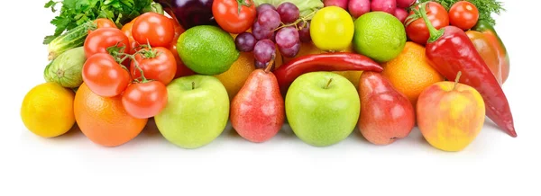 Fruits Légumes Isolés Sur Fond Blanc Une Nourriture Saine Grande — Photo