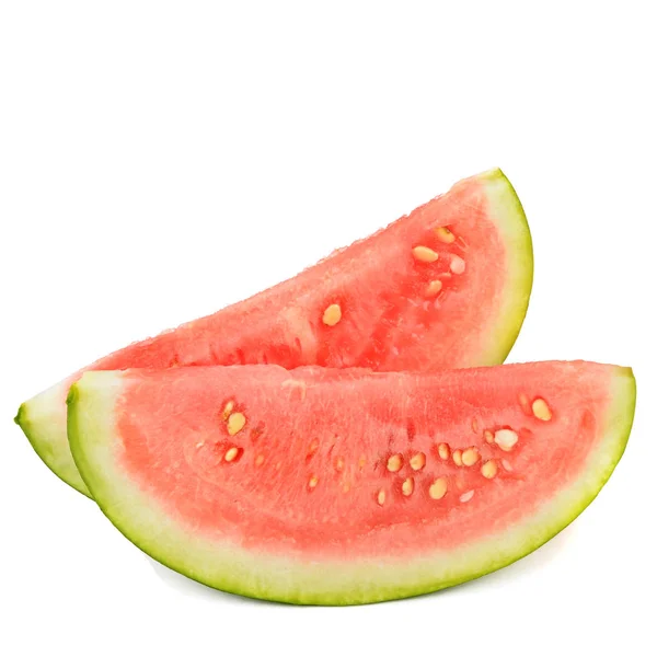 Ripe Watermelons Slices Isolated White Background Free Space Text — Stock Photo, Image